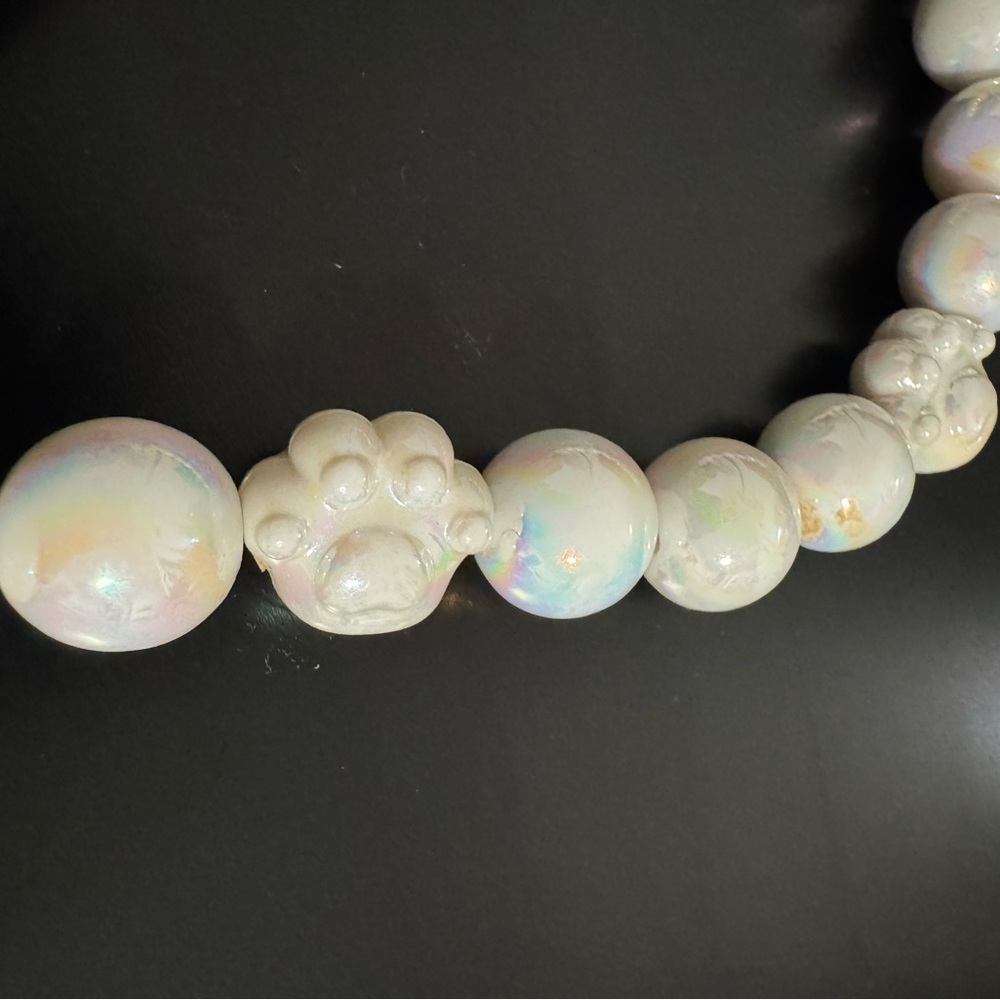 Iridescent Beaded Keychain Bracelet|Chunky Pearls wristlet| Cute Wrist strap - Picture 2 of 4